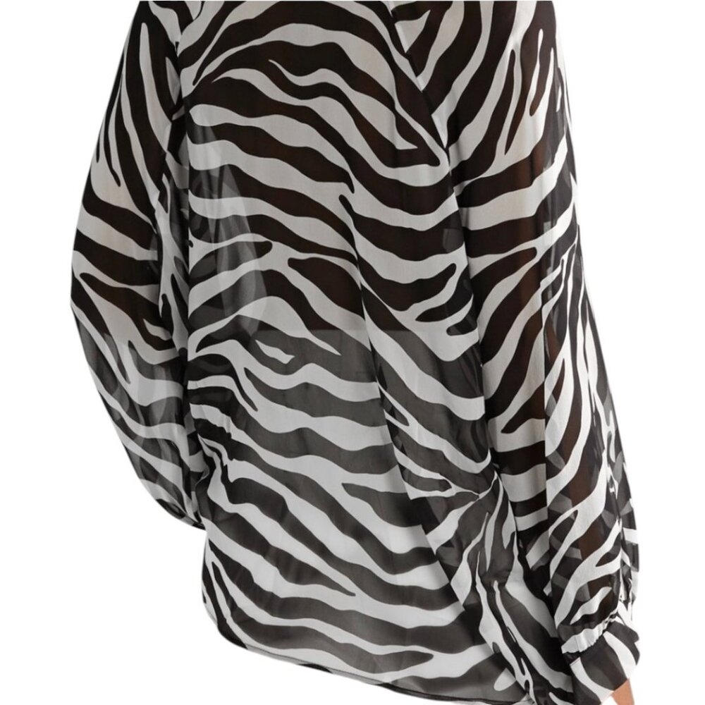 NILA LOTAN ACADIA SILK TIGER BLOUSE OLD MONEY MODERN CLASSIC LUXURY GLAM M - Picture 4 of 6